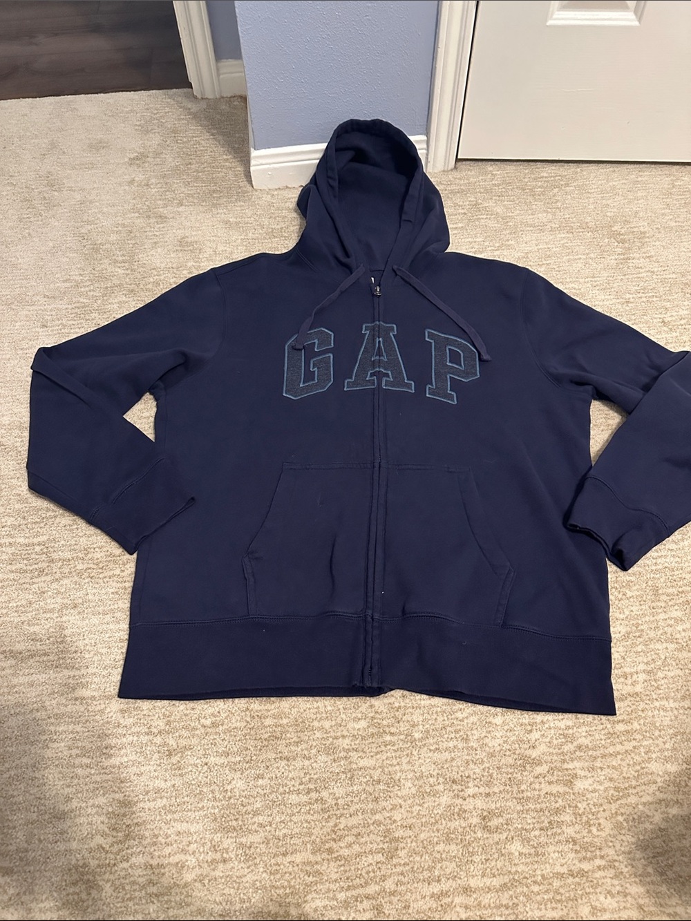 GAP Dark Blue Full-Zip Hoodie with Logo-Size Large